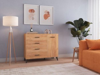 Комод-Тумба (1дв,4ящ) SVETLANA LOFT, дуб золотой (Генезис) в Сысерти - sysert.mebel-e96.ru