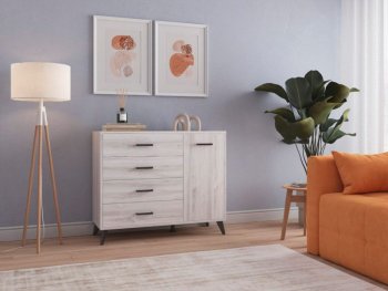 Комод-Тумба (1дв,4ящ) SVETLANA LOFT, сосна белая (Генезис) в Сысерти - sysert.mebel-e96.ru