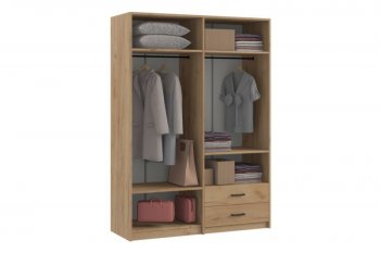 Шкаф 1500 мм  4-х ств. с зеркалом 2 ящ. SVETLANA LOFT, дуб золотой (Генезис) в Сысерти - sysert.mebel-e96.ru