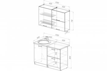 Кухонный гарнитур Терция лайт 1200 мм (Герда) в Сысерти - sysert.mebel-e96.ru