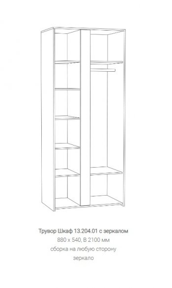 Шкаф Трувор 13.204.01 с зеркалом в Сысерти - sysert.mebel-e96.ru