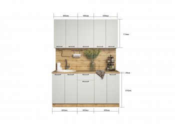 КУхонный гарнитур Валерия 1600 мм вотан/серый (Сурская) в Сысерти - sysert.mebel-e96.ru