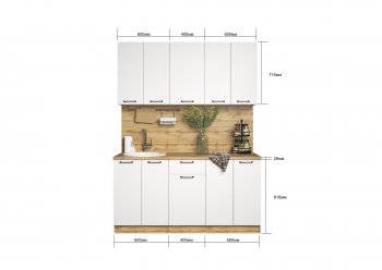 КУхонный гарнитур Валерия 1600 мм вотан/белый(Сурская) в Сысерти - sysert.mebel-e96.ru