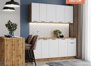 КУхонный гарнитур Валерия 1800 мм вотан/белый (Сурская) в Сысерти - sysert.mebel-e96.ru