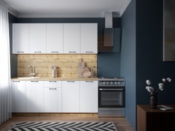 КУхонный гарнитур Валерия 2000 мм вотан/белый (Сурская) в Сысерти - sysert.mebel-e96.ru