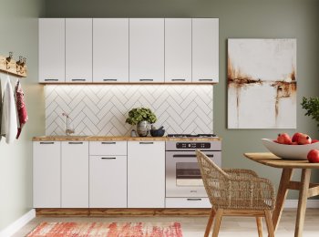 КУхонный гарнитур Валерия 2000 мм под духовку, вотан/белый (Сурская) в Сысерти - sysert.mebel-e96.ru