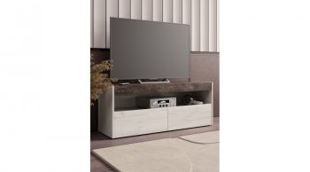 ТВ тумба Вегас Дуб Крафт Белый/Ателье темн. (Лин) в Сысерти - sysert.mebel-e96.ru