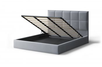 Кровать с ПМ Велла велюр NEO 25 (серый) (МЛК) в Сысерти - sysert.mebel-e96.ru