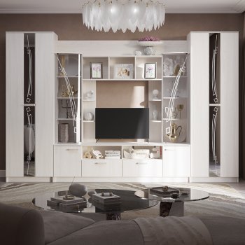 Стенка Венеция ясень белый (БТС) в Сысерти - sysert.mebel-e96.ru