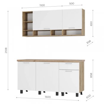 Кухонный гарнитур 1600 мм Вика (БТС) в Сысерти - sysert.mebel-e96.ru