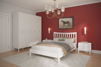 Кровать из массива Виола белый античный (БМ) в Сысерти - sysert.mebel-e96.ru