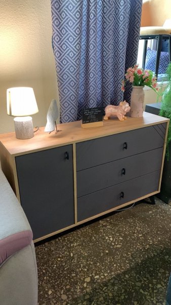 Комод 3 ящика (со створкой) Байкал Графит/Дуб золотой (СВ) в Сысерти - sysert.mebel-e96.ru